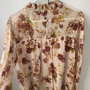 ZARA smock neck floral blouse